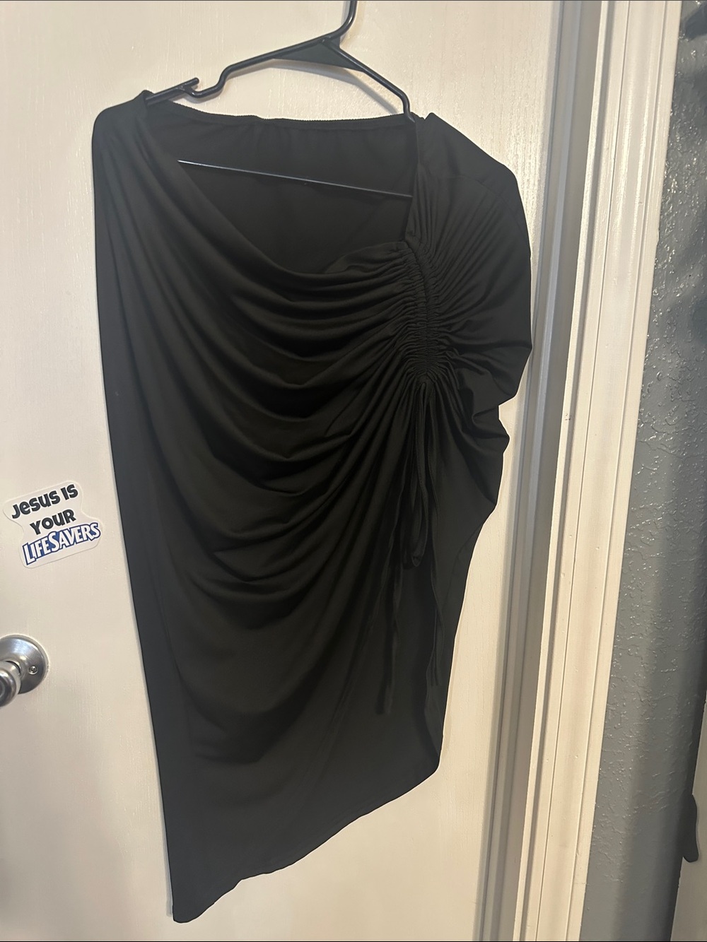 Draped Black cover up skirt with a slit